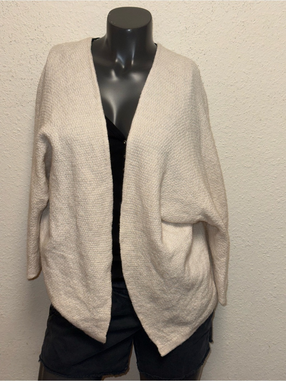 Brandy Melville Cream Open-Front Cozy Knit Cardigan